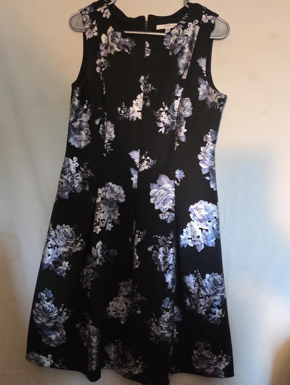 Studio One Black Floral Fit-and-Flare Dress